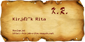 Kirják Rita névjegykártya